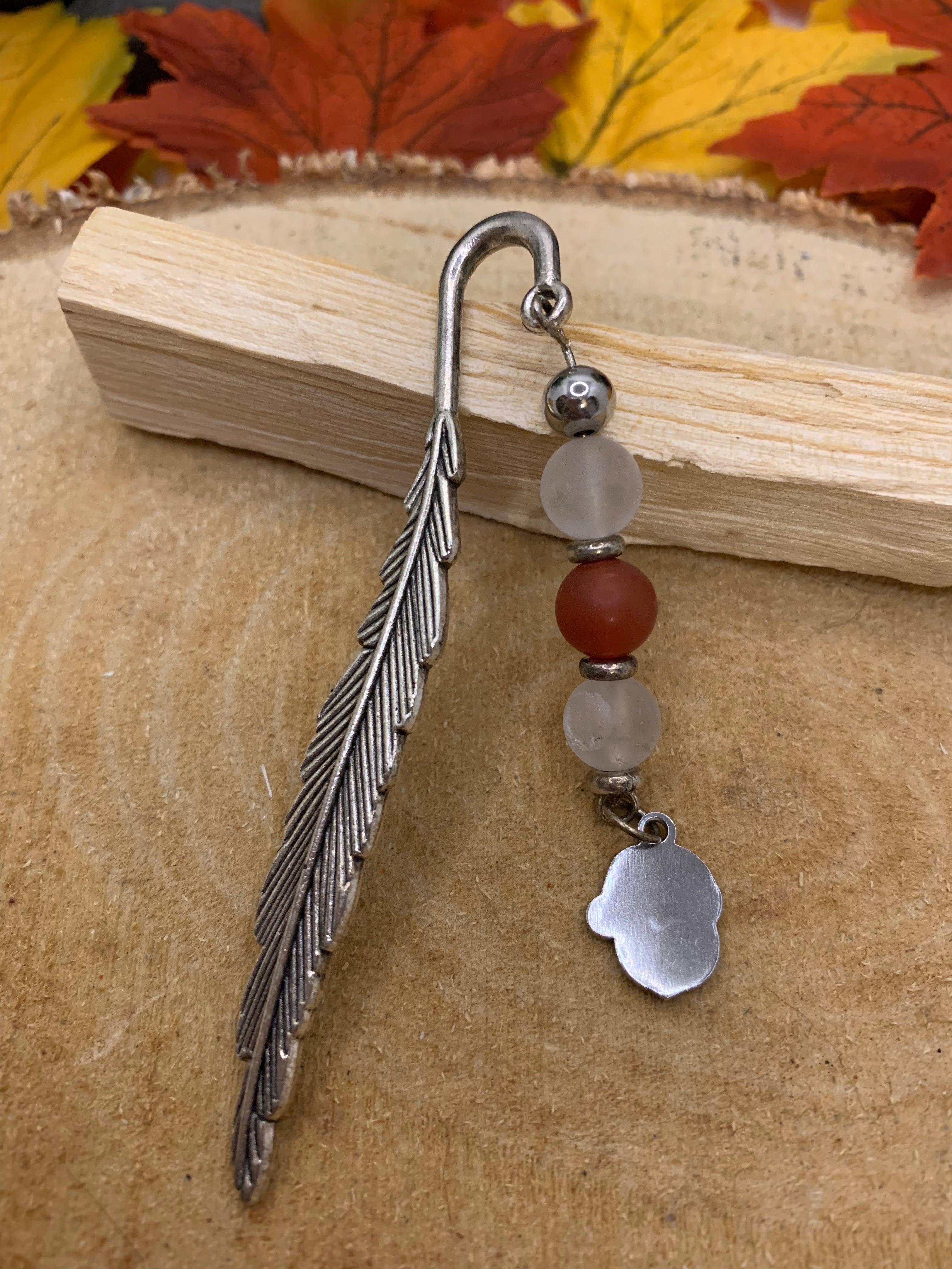 Marque page-Chaleur Lunaire – Cornaline & Pierre de Lune